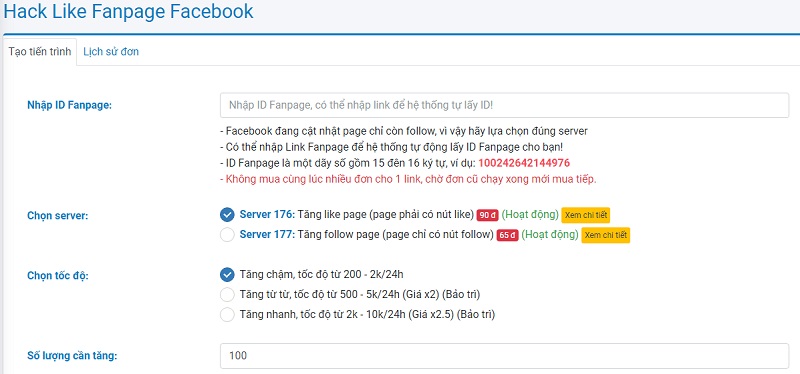 Hack like fanpage Facebook tại apphacklike