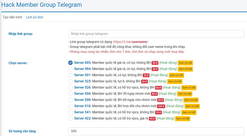 Cài đặt đơn hàng Hack member group Telegram tại apphacklike