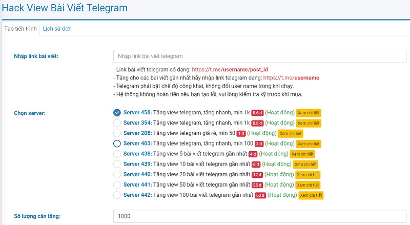 Cài đặt đơn hàng hack view Telegram tại apphacklike